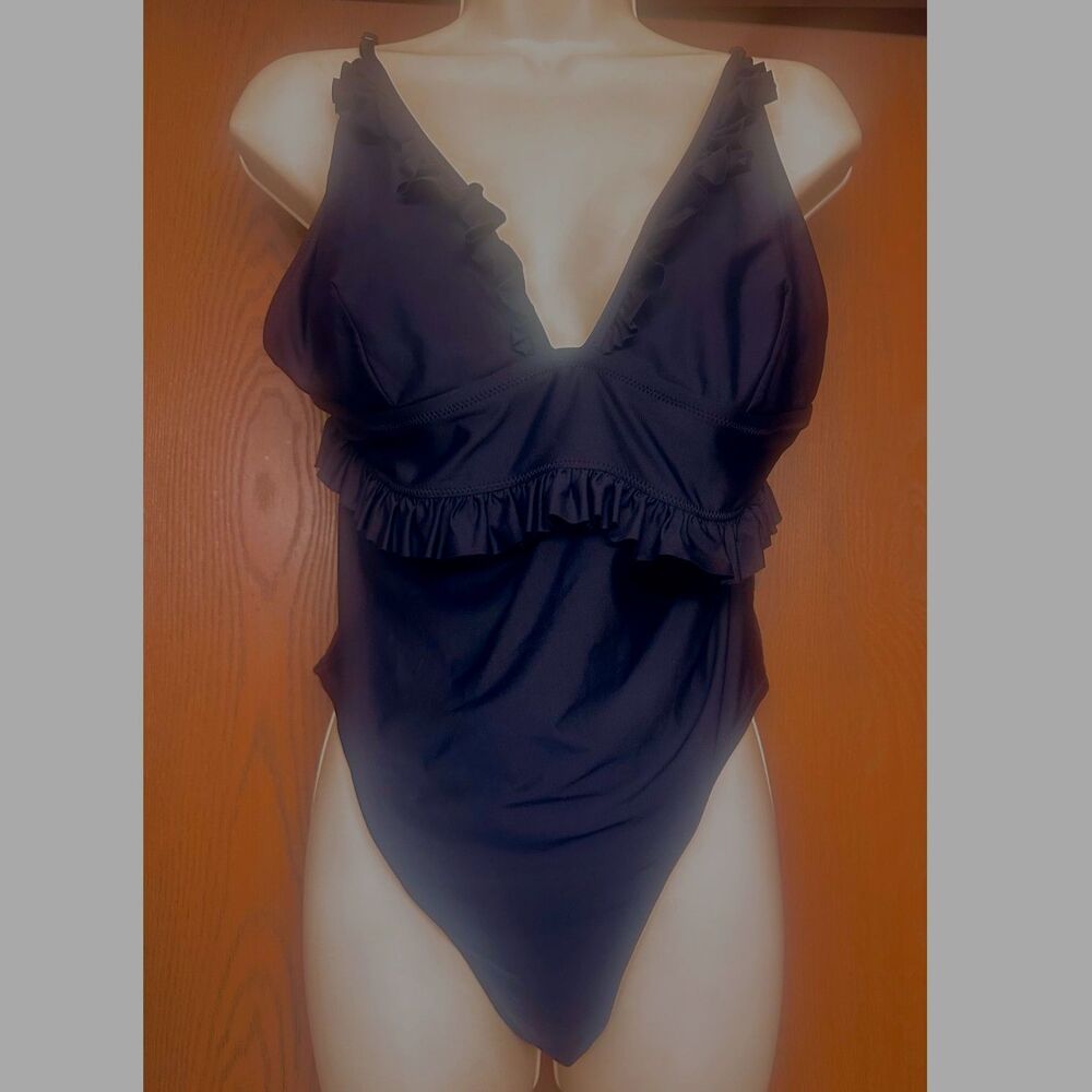 J. Crew Deep V-Neckline Feminine Framed Ruffle Details One-Piece Swimsuit 16